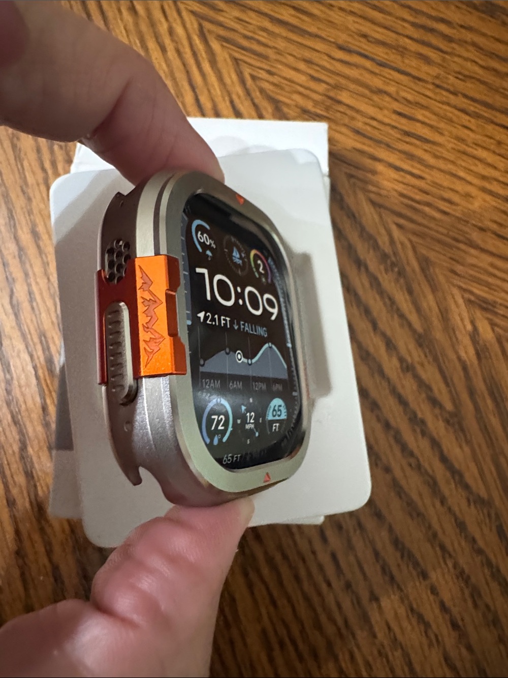 Metal Watch Case for Ultra 49mm - Titanium with Orange Accent - Picture 4 of 6
